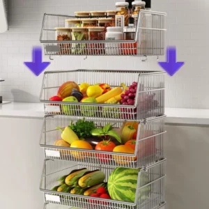 Middle Ancient Style Vegetable Basket Multilayer Floor Fruit Storage Free Stacking Kitchen Rack Versatile Scene Platform Trolley - Image 2