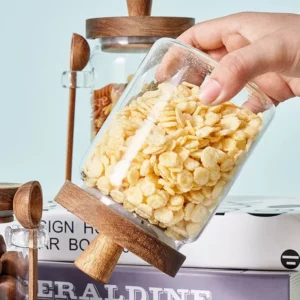 Glass Sealed Jar Five Grains Coffee and Tea Storage Can with Wooden Spoon Seasoning Bottle Kitchen Moisture-proof Storage Tank - Image 3