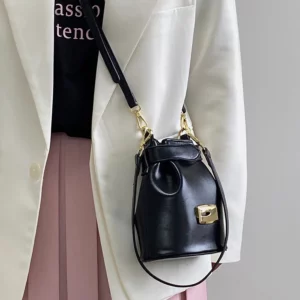 Fashion Design Women's Bucket Shoulder Bag Pu Leather Ladies Small Messenger Bags Small Purse Handbags Female Crossbody Bag - Image 2