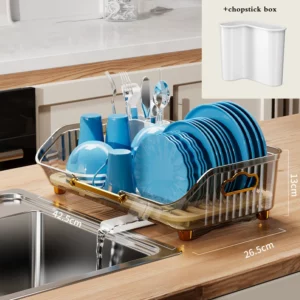 Luxury Dish Drying Rack Eco-friendly Drainer Rack With Drain Basket Tableware Bowl Organizer Kitchen Utensils Dish Storage Rack - Image 2