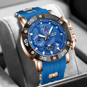 LIGE Man Watch Fashion Military Sport Date Quartz Watches Top Brand Luxury Silicone Strap Waterproof Chronograph Watches For Men - Image 3