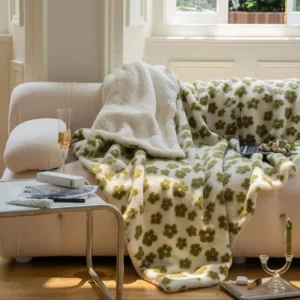 Lamb Fleece Blanket Coral Fleece Sofa Throw Blanket Thicken Flower Patter Warm Jacquard Double Sided Plush Bed Bedspread Blant - Image 2