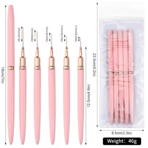 5/10pcs Pink/Black Nail Art Liner/Painting Brushes Ultra-thin Line Drawing Tool 4/8/12/20/25mm Professional Nail Liners Pen Tool - Image 5