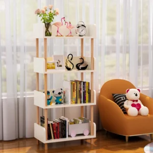 Simple bookshelf shelves floor floor, home living room against the wall, children's multi-storey storage, small bookcases, - Image 2
