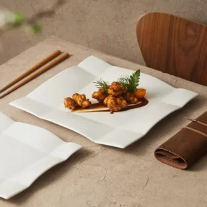 Dehua ceramic hammer pattern western food plate household dish steak plate high-end tableware square plate dessert - Image 3