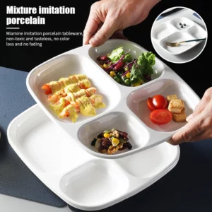 Food Dinner Plates Divided Dinner Tray Lunch Container Food Plate for School Canteen 3/4/7 Section Kitchen Compartment Plate - Image 4