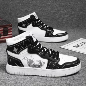 Sneakers Men High-top Flat Leather Breathable Casual Comfortable Walking Shoes Outdoor Luxury Designer Big Size Tennis Shoes Man - Image 1