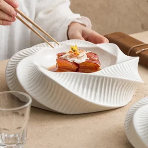 Threaded pattern double-layer plate, high-end creative hotel specialty tableware, dessert artistic conception dishes - Image 3