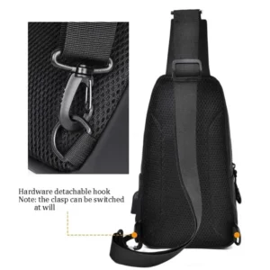 Men Bag Fashion New Solid Color Men Chest Bag Outdoor Casual Fashion One Shoulder Crossbody Bag Nylon USB Charging Shoulder Bags - Image 5