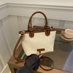 New Straw Woven Crossbody Bags For Women Summer Rattan Vacation Bucket Shoulder Bags Summer Seaside Beach Handbags - Image 1