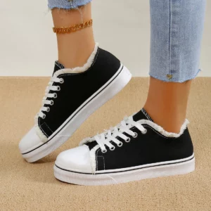 Women Canvas Shoes Fashion New Spring Autumn Sneakers Low Cut Lace-Up Women Vulcanize Shoes Woman Flats Off White Shoes Female - Image 2