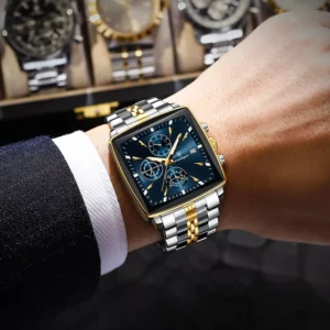 POEDAGAR Fashion Men Watch Luminous Waterproof Chronograph Date Man Wristwatch Square Stainless Steel Quartz Men's Watches Reloj - Image 5