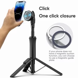2025 Magnetic Selfie Stick Phone Tripod w Remote Extend Cell Phone Tripod Stand For MagSafe iPhone 15 14 13 12 XIAOMI SAMSUNG - Image 2