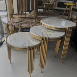 room furniture small apartment tempered glass top minimalist nordic gold nesting side table set of 3 for villa - Image 6