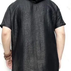 Fashion Solid Color Button Casual Short Sleeve Hooded T-Shirts Men's Clothing 2024 Summer Loose Korean Tops All-match Tee Shirt - Image 2