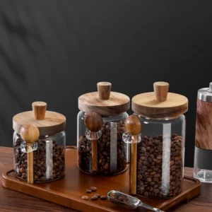 Coffee Bean Storage Jar Glass Sealed Jar with Spoon Storage Box Coffee Powder Storage Can Tea Can - Image 6