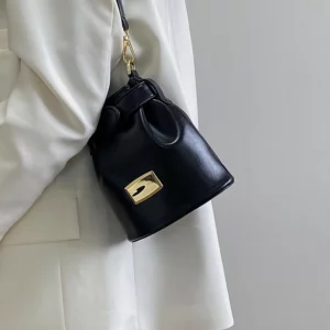 Fashion Design Women's Bucket Shoulder Bag Pu Leather Ladies Small Messenger Bags Small Purse Handbags Female Crossbody Bag - Image 4