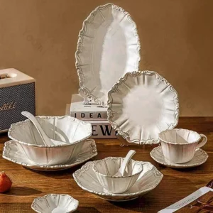 French Style Relief Ceramic Plate High End Creative Steak Dinner Plates Household Soup Bowls Dishes Tray Vintage Tableware - Image 2