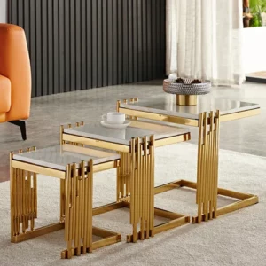 Classic design stainless steel table sets indoor furniture hotel use coffee - Image 1