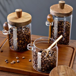 Coffee Bean Storage Jar Glass Sealed Jar with Spoon Storage Box Coffee Powder Storage Can Tea Can - Image 3