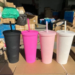 Double -layer plastic cup creative fashion American plastic cactus cup matte surface large capacity double -layer durian cup - Image 2