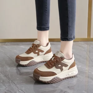 Ladies Fashionable Vulcanized Shoes Front Lacing Shallow Mouth Thick Sole Women's Sports Shoes Four Seasons Versatile Leisure - Image 2