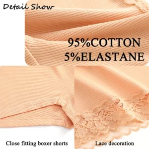 FINETOO Cotton Breathable Panties Patchwork Lace Panty Low Waisted Underwear Skin Friendly Four shorts Women Flat Corner Pants - Image 3
