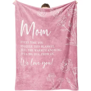 We Love You Mom Flannel Blanket Gifts For Mom Warm Air Conditioning Blanket Gift From Daughter or Son For Birthday Mother's Day - Image 3