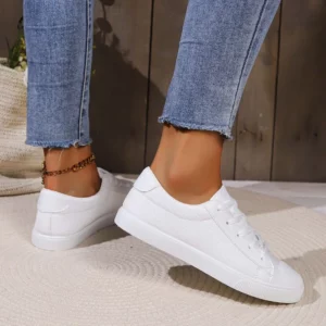 2024 Lady Classic Round Toe White Minimalist Canvas Shoes for Women Comfort Street Lace Up Concise Shoes Women Zapatos De Mujer - Image 2