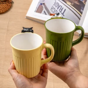Cartoon Cute Cat Ceramic Mug Creative Office Water Cup Home Breakfast Milk Cup Couple Afternoon Tea Coffee Cup Friend Gift - Image 3
