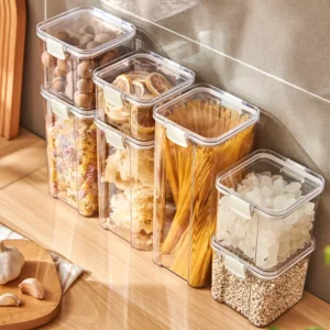 460-1800ml Kitchen Sealed Jar Stackable Food Storage Box Multigrain Tank Bottle Cereal Candy Dried Fruit Tea Storage Containers - Image 3