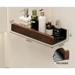Walnut bathroom toilet shelf no punch toilet sink restroom wall storage towel racks - Image 4