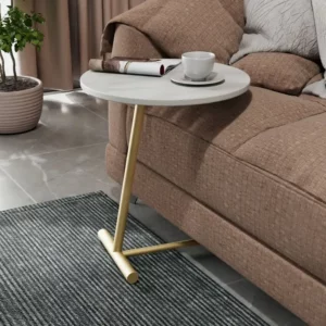 Simple Living Room Furniture Household Rock Plate Iron Art Small Tea Coffee Table Creative Bedroom Sofa Round Table Side Cabinet - Image 2