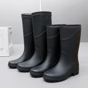 2023 Men's Tall Rain Boots Fashion Work Waterproof Protective Solid Color Rain Boots Men Outdoor Work Rubber Boots Platform Boot - Image 3