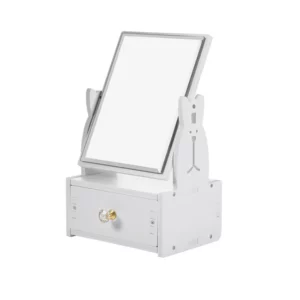 Rotate Cute Rabbit Makeup Mirror With Drawer Desktop Cosmetic Storage Box Organizer Multifunction Rack Single Side Mirror - Image 6