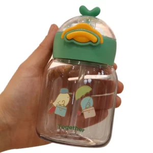 300ml Water Bottle With Straw Portable Travel Bottle Kindergarten Anti Drop Summer Cold Water Animal Water Bottle - Image 3