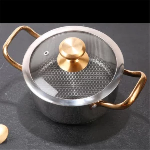 Induction cooker rinse pot Double bottom soup pot Thickened stainless steel soup pot Korean honeycomb non stick small hotpot - Image 5