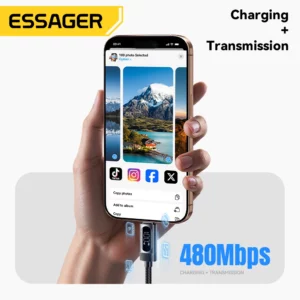 Essager Digital Dispaly USB C Cable For iPhone 16 15 Xiaomi Huawei 100W PD Fast Charging For Macbook iPad Type C to Type C Cable - Image 6