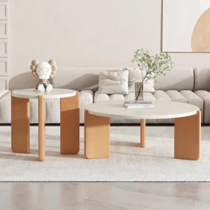 Kitchen Modern Coffee Table Wooden Round Living Room Coffee Tables Aesthetic - Image 2
