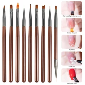 9PCS UV Gel Nail Brush Liner DIY Painting Pen Manicure Acrylic Drawing Brush for Nail Art Design Nails Tip Display Painting Tool - Image 2