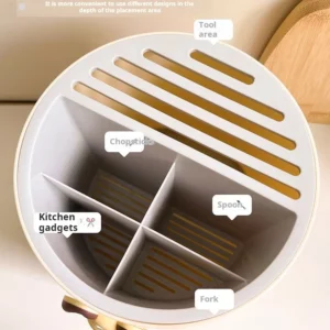 Kitchen rotating knife holder storage rack household multi-functional chopsticks holder kitchen knife chopsticks cage cute decor - Image 2