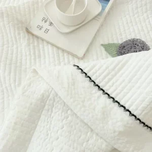 French Style Skin-friendly Summer Blanket Set Elegance Princess Bubble Yarn Quilted Duvet Lightweight Air Conditioning Quilt - Image 6
