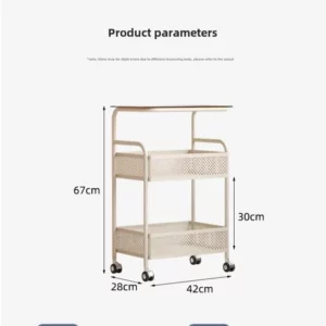Cream Style Multi-Tier Sofa Side Table Rolling Snack Rack Living Room Coffee Table Small Movable Shelf for Bedroom - Image 5