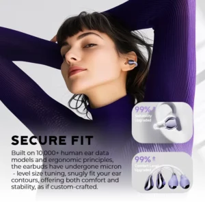 Sansui W40 On-Ear Earclip Bluetooth Earphones Open Ear Bluetooth 5.4 Headphone 4 Mic ENC Noise Cancelling TWS Earbuds HD Call - Image 6