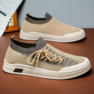 Skate Shoes for Men Flat Mesh Breathable Summer Lace-up Comfortable Walking Shoes Outdoor Sports Trendy Sneakers for Man - Image 1