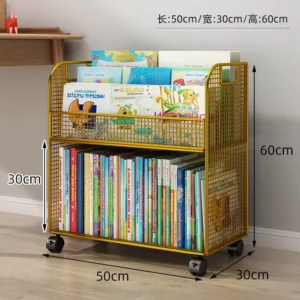 Under The Desk Storage Cabinet Small Bookcase Next To The Desk Book Storage Shelf Floor Simple Children's Bookcase With Wheels M - Image 3