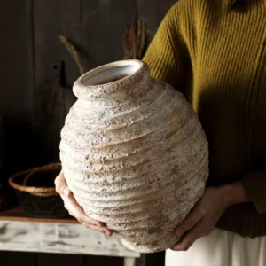 Retro Nostalgic Rough Clay Pottery Vase 21.5CM High Vasen Room Decoration Vases Vintage Handmade Style Home Decor Items - Image 2