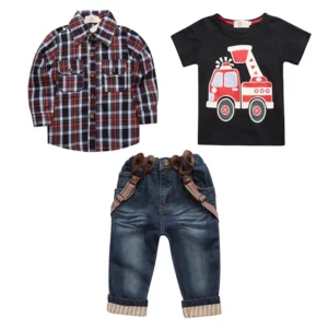 2025 Summer Boys Outfits Set 3Pcs Kids Random Cool Clothes Toddler T-Shirt + Jeans + Scarf Fashion Suits Children's Clothing Set - Image 3