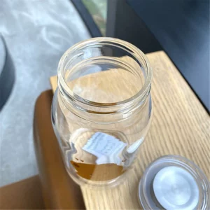 Cute Bear Glass Water Bottle With Lid Clear Printing Water Bottle Portable Cartoon Aesthetic Travel Water Bottle 500ML Couple - Image 4