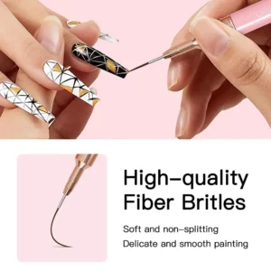 5/10pcs Pink/Black Nail Art Liner/Painting Brushes Ultra-thin Line Drawing Tool 4/8/12/20/25mm Professional Nail Liners Pen Tool - Image 4